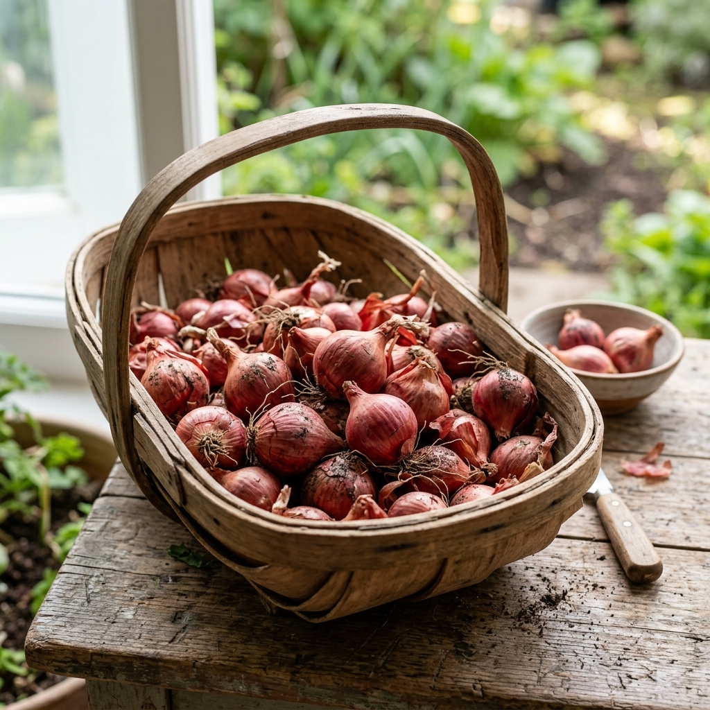 Fresh shallots close up